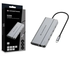 Šakotuvas Carruzzo Conceptronic DONN34G knyginių kompiuterių dokas / jungčių replikatorius Vielinis USB 3.2 Gen 2 (3.1 Gen 2) Type-C Pilka