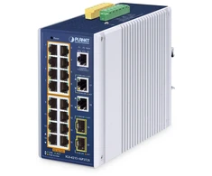 Šakotuvas Carruzzo PLANET IP30 Industrial L2/L4 16-Port Valdomas L2/L4 Gigabit Ethernet (10/100/1000) Maitinimas per Eternetą (PoE) Aliuminis, Mėlyna