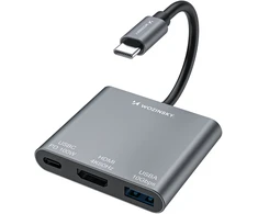 Wozinsky WHCH-01 USB-C PD šakotuvas 100W HDMI 4K@30Hz USB-A 10Gbps - pilkas