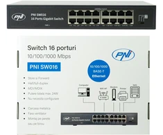 Šakotuvas Komutatorius PNI SW016, 16 x 10/100/1000 Mbps, Gigabit, metalinis korpusas
