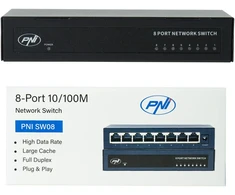 Šakotuvas Komutatorius PNI SW08 su 8 prievadais 10/100Mbps metaliniu korpusu