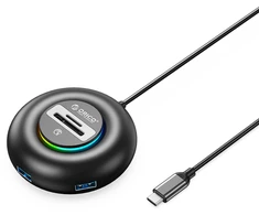Šakotuvas Orico YXR5-C3 USB Hub 4-Port USB-A 3.0 with SD and Micro SD Reader 0.3m – Juodas