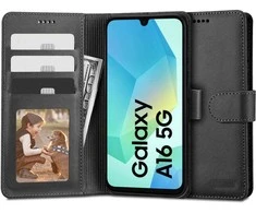 Samsung Galaxy A16 Tech-Protect Wallet dėklas jūsų telefonui juodos spalvos
