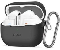 Samsung Galaxy Buds 3 / 3 Pro Tech-Protect silikoninis Hook dėklas ausinėms juodos spalvos