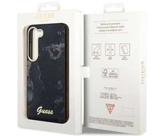 Guess GUHCS23SHTMRSK S23 S911 juodos spalvos kietas dėklas Golden Marble Collection