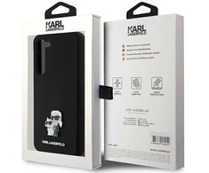 Karl Lagerfeld KLHCS23MSMHKCNPK S23+ S916 kietas dėklas juodos spalvos Silicone Karl&Choupette Metal Pin