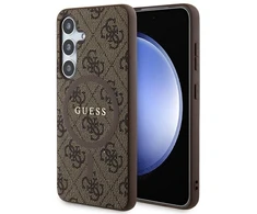 Guess GUHMS24SG4GFRW S24 S921 rudos spalvos kietas dėklas 4G Collection Leather Metal Logo MagSafe