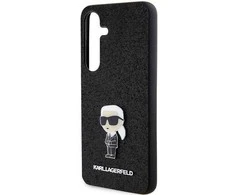 Dėklas Karl Lagerfeld Fixed Glitter Ikonik Logo Metal Pin - Samsung Galaxy S24+ Case juodas