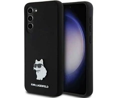 Samsung Galaxy S24 Plus Karl Lagerfeld silikoninis dėklas Choupette Metal Pin (KLHCS24MSMHCNPK) juodos spalvos