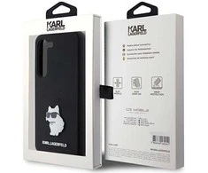 Karl Lagerfeld KLHCS24SSMHCNPK S24 S921 juodos spalvos kietas dėklas Silicone Choupette Metal Pin