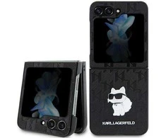 Samsung Galaxy Z Flip 5 Karl Lagerfeld Dėklas Saffiano Monogram Choupette Pin (KLHCZF5SAPCHNPK) juodos spalvos