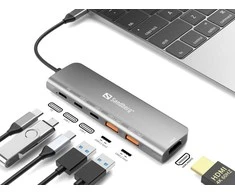 Sandberg USB-C dokas HDMI + 2xUSB-A + 2xUSB-C + PD100W