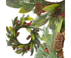 Saska Christmas dekoratyvinis pu kalėdinis vainikas 43 cm