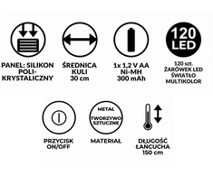 Pakabinamas šviestuvas Saska Garden Pakabinamas saulės šviestuvas 30 cm su LED