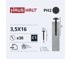 Savisriegiai Haushalt, DIN 14566, 3,5 x 16 mm, 30 vnt.