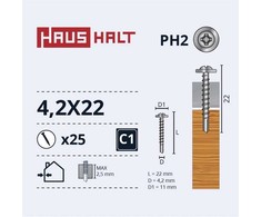 Savisriegiai Haushalt, DIN 14566, 4.2 x 22 mm, 25 vnt.