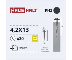 Savisriegiai Haushalt, DIN 14566, 4,2 x 13 mm, 30 vnt.