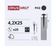Savisriegiai Haushalt, DIN 14566, 4,2 x 25 mm, 25 vnt.