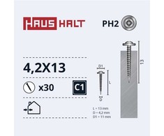 Savisriegiai Haushalt, DIN 14566, 4,2 x 13 mm, 30 vnt.