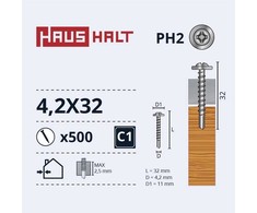 Savisriegiai Haushalt, DIN 14566, 4,2 x 32 mm, 20 vnt.