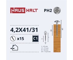 Savisriegiai Haushalt, DIN 14566, 4,2 x 41/31 mm, 15 vnt.