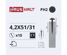 Savisriegiai Haushalt, DIN 14566, 4,2 x 51/31 mm, 10 vnt.
