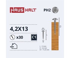 Savisriegiai Haushalt, DIN 14566, 4,2 x 13 mm, 30 vnt.