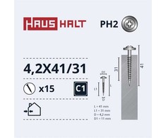 Savisriegiai Haushalt, DIN 14566, 4,2 x 41/31 mm, 15 vnt.