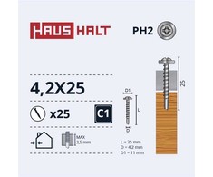 Savisriegiai Haushalt, DIN 14566, 4,2 x 25 mm, 25 vnt.