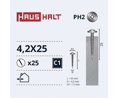 Savisriegiai Haushalt, DIN 14566, 4,2 x 25 mm, 25 vnt.