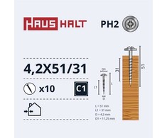 Savisriegiai Haushalt, DIN 14566, 4,2 x 51/31 mm, 10 vnt.
