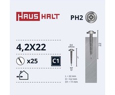 Savisriegiai Haushalt, DIN 14566, 4,2 x 22 mm, 25 vnt.