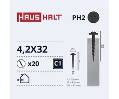 Savisriegiai Haushalt, DIN 14566, 4,2 x 32 mm, 20 vnt.