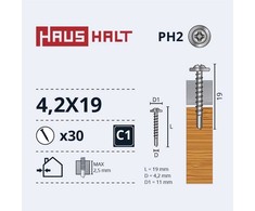Savisriegiai Haushalt, DIN 14566, 4,2 x 19 mm, 30 vnt.