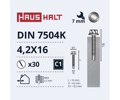 Grąžtas Savisriegiai Haushalt, DIN 7504K, 4,2 x 16 mm, 30 vnt.