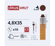 Savisriegiai Haushalt, DIN 7504K, 4,8 x 35 mm, 10 vnt.