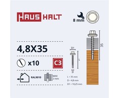 Savisriegiai Haushalt, DIN 7504K, 4,8 x 35 mm, 10 vnt.