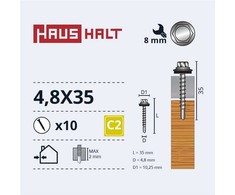 Savisriegiai Haushalt, DIN 7504K, 4,8 x 35 mm, 10 vnt.