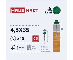 Savisriegiai Haushalt, DIN 7504K, 4,8 x 35 mm, 10 vnt.