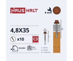 Savisriegiai Haushalt, DIN 7504K, 4,8 x 35 mm, 10 vnt.