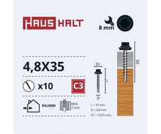 Savisriegiai Haushalt, DIN 7504K, 4,8 x 35 mm, 10 vnt.