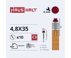 Savisriegiai Haushalt, DIN 7504K, 4,8 x 35 mm, 10 vnt.