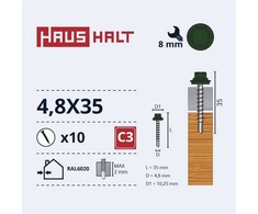 Savisriegiai Haushalt, DIN 7504K, 4,8 x 35 mm, 10 vnt.