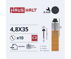 Savisriegiai Haushalt, DIN 7504K, 4,8 x 35 mm, 10 vnt.