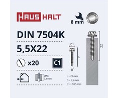 Savisriegiai Haushalt, DIN 7504K, 5,5 x 22 mm, 20 vnt.