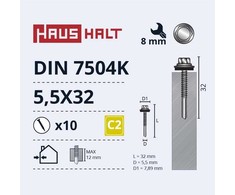 Savisriegiai Haushalt, DIN 7504K, 5,5 x 32 mm, 10 vnt.