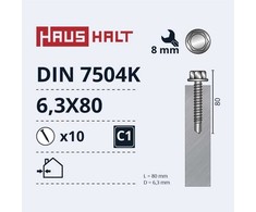 Savisriegiai Haushalt, DIN 7504K, 6.3 x 80 mm, 10 vnt.