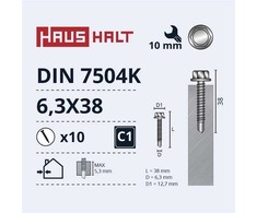 Grąžtas Savisriegiai Haushalt, DIN 7504K, 6,3 x 38 mm, 10 vnt.