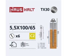 Savisriegiai Haushalt, DIN 7504N, 5,5 x 100/65 mm, 6 vnt.