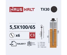 Savisriegiai Haushalt, DIN 7504N, 5,5 x 100/65 mm, 6 vnt.